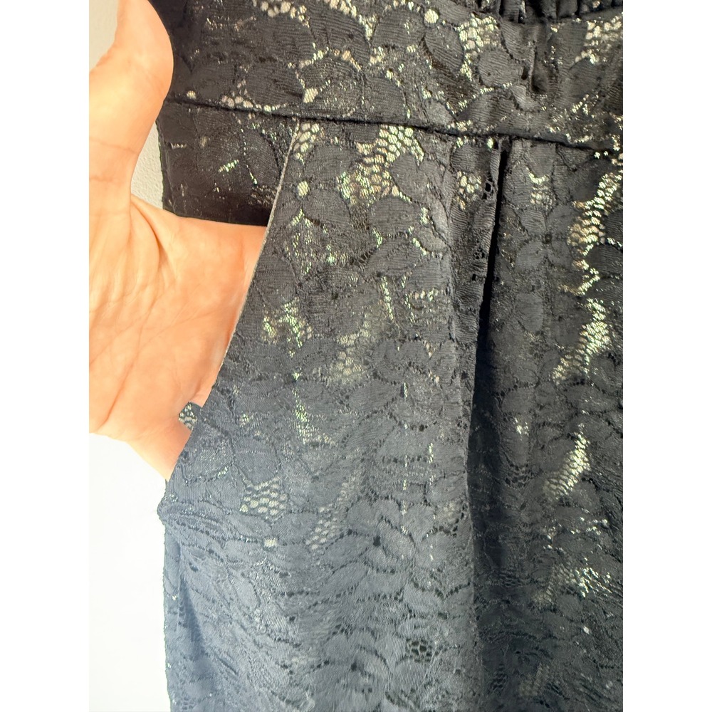 Torrid Womens Black Gold Metallic Floral Lace V-Neck Cocktail Chic Dress Sz 22 - Picture 7 of 7